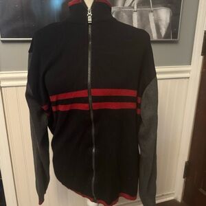Vintage Pineapple Connection Black Red Jacket Acrylic Cotton Blend Size Medium